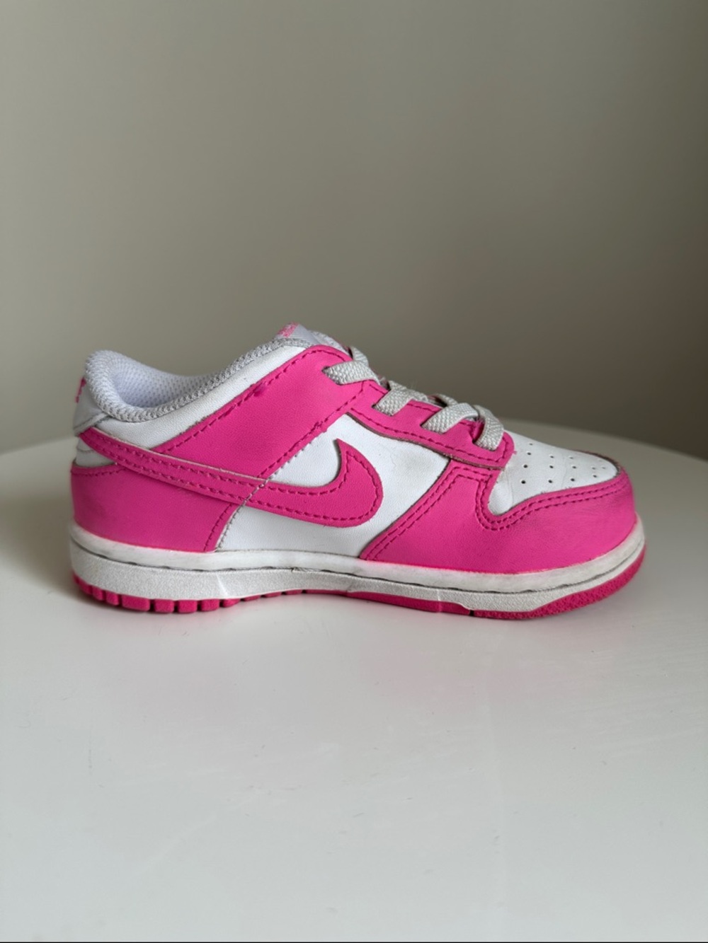 Nike Dunk Low Toddler White/Laser Fuchsia 9C - Picture 7 of 13